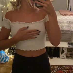 Barley worn, white off the shoulder crop top